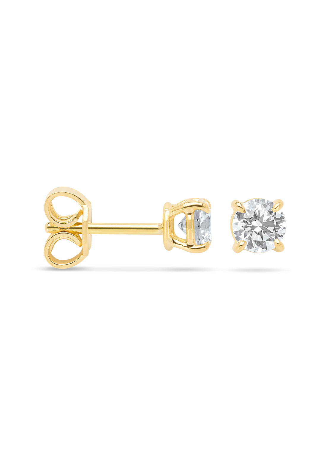 Yellow gold solitaire earstekers, 0.68 ct diamond, Groeibriljant