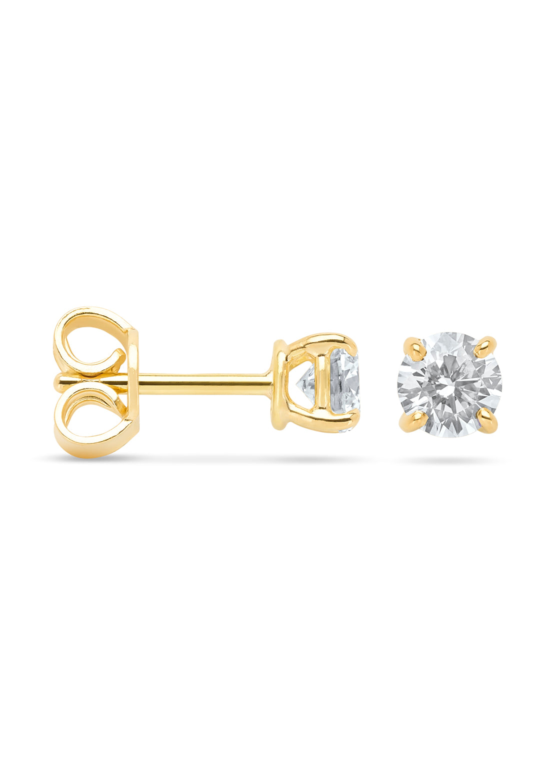 Yellow gold solitaire earstekers, 0.78 ct diamond, Groeibriljant