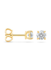 Yellow gold solitaire earstekers, 0.78 ct diamond, Groeibriljant