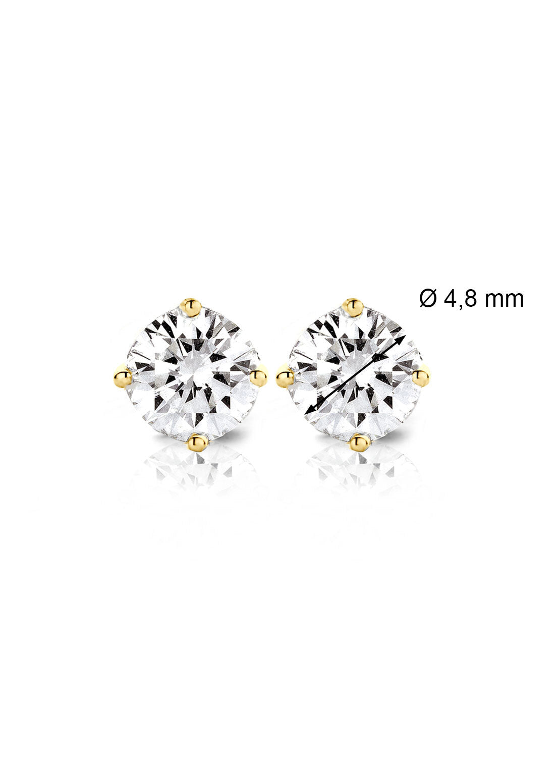 Yellow gold solitaire earstekers, 0.86 ct diamond, Groeibriljant