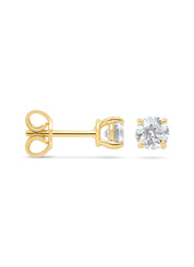 Yellow gold solitaire earstekers, 0.86 ct diamond, Groeibriljant