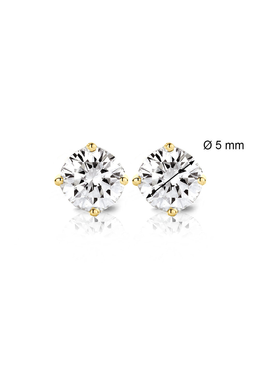 Yellow gold solitaire earstekers, 0.90 ct diamond, Groeibriljant