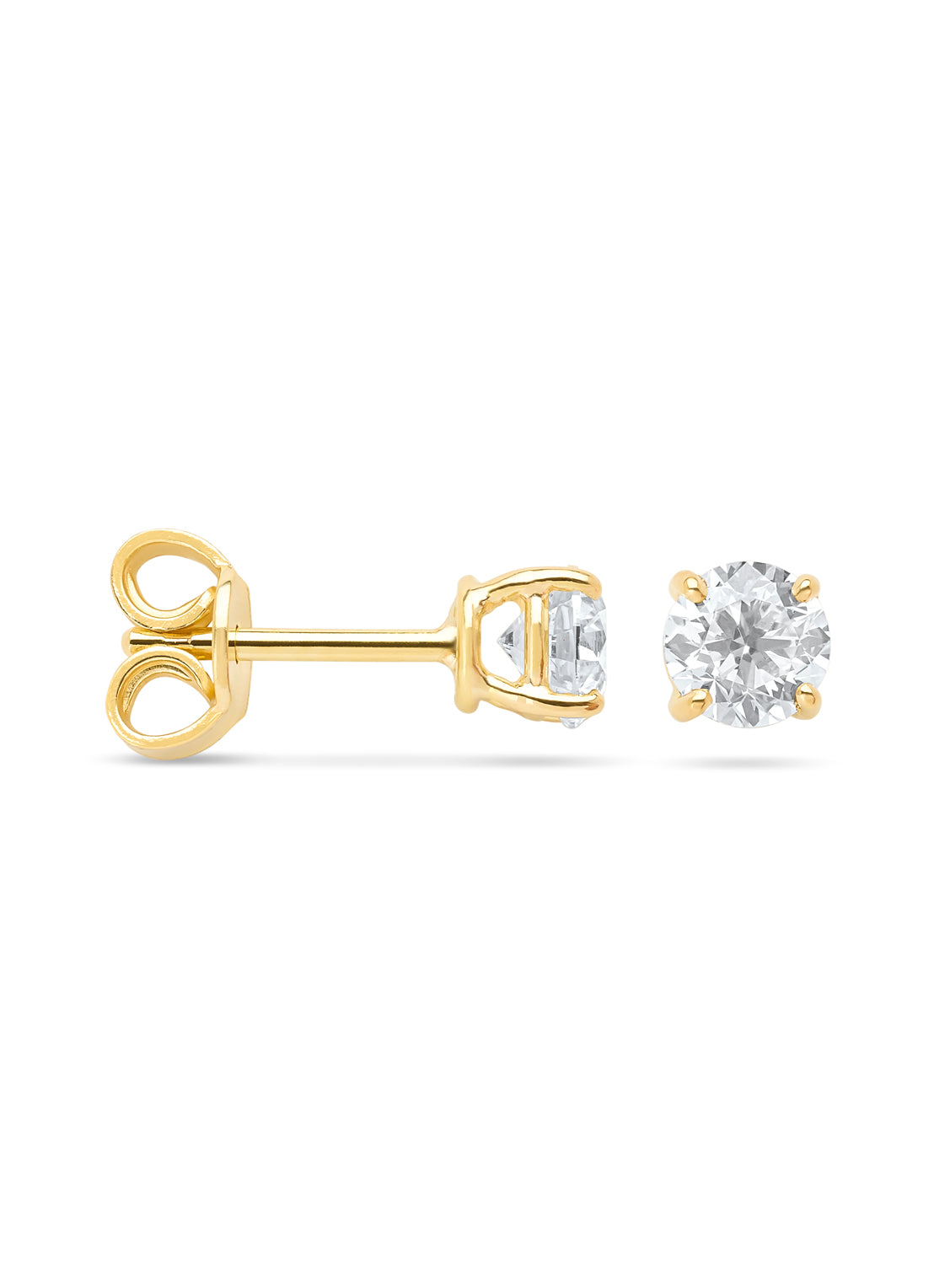 Yellow gold solitaire earstekers, 1.00 ct diamond, Groeibriljant