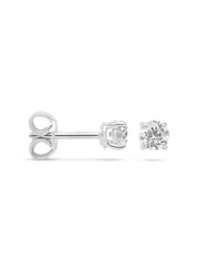 White gold solitary ear plugs, 0.64 ct diamond, Groeibriljant
