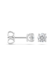White gold solitary ear plugs, 0.78 ct diamond, Groeibriljant