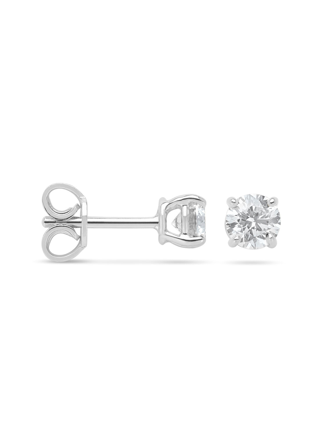 Witgouden solitair oorstekers, 0.88 ct diamant, Groeibriljant