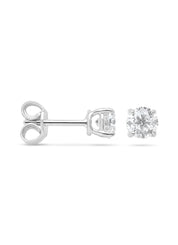 White gold solitary ear plugs, 0.90 ct diamond, Groeibriljant
