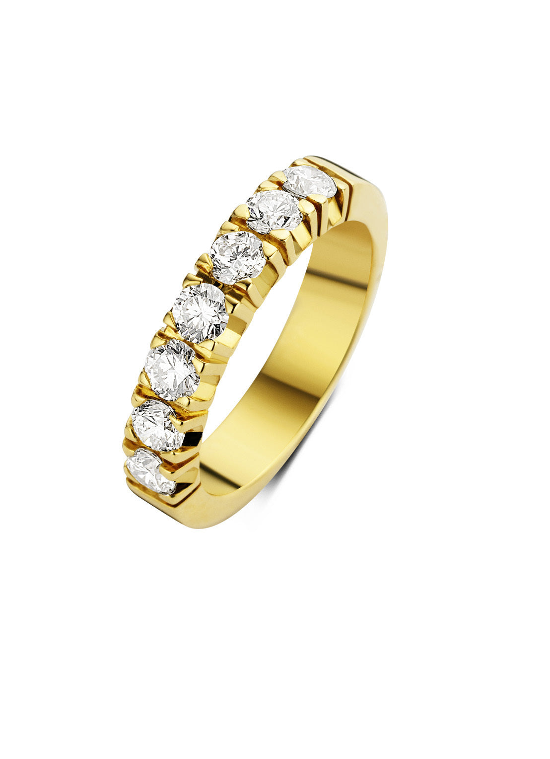 Yellow gold alliance ring, 0.91 ct diamond, Groeibriljant