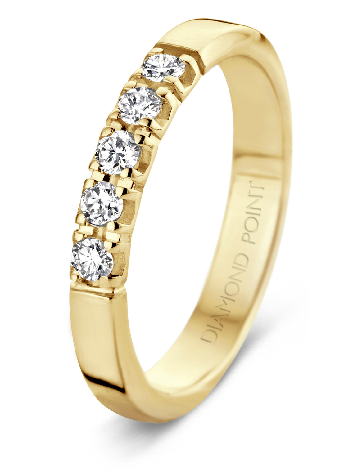Yellow gold alliance ring, 0.80 ct diamond, Groeibriljant