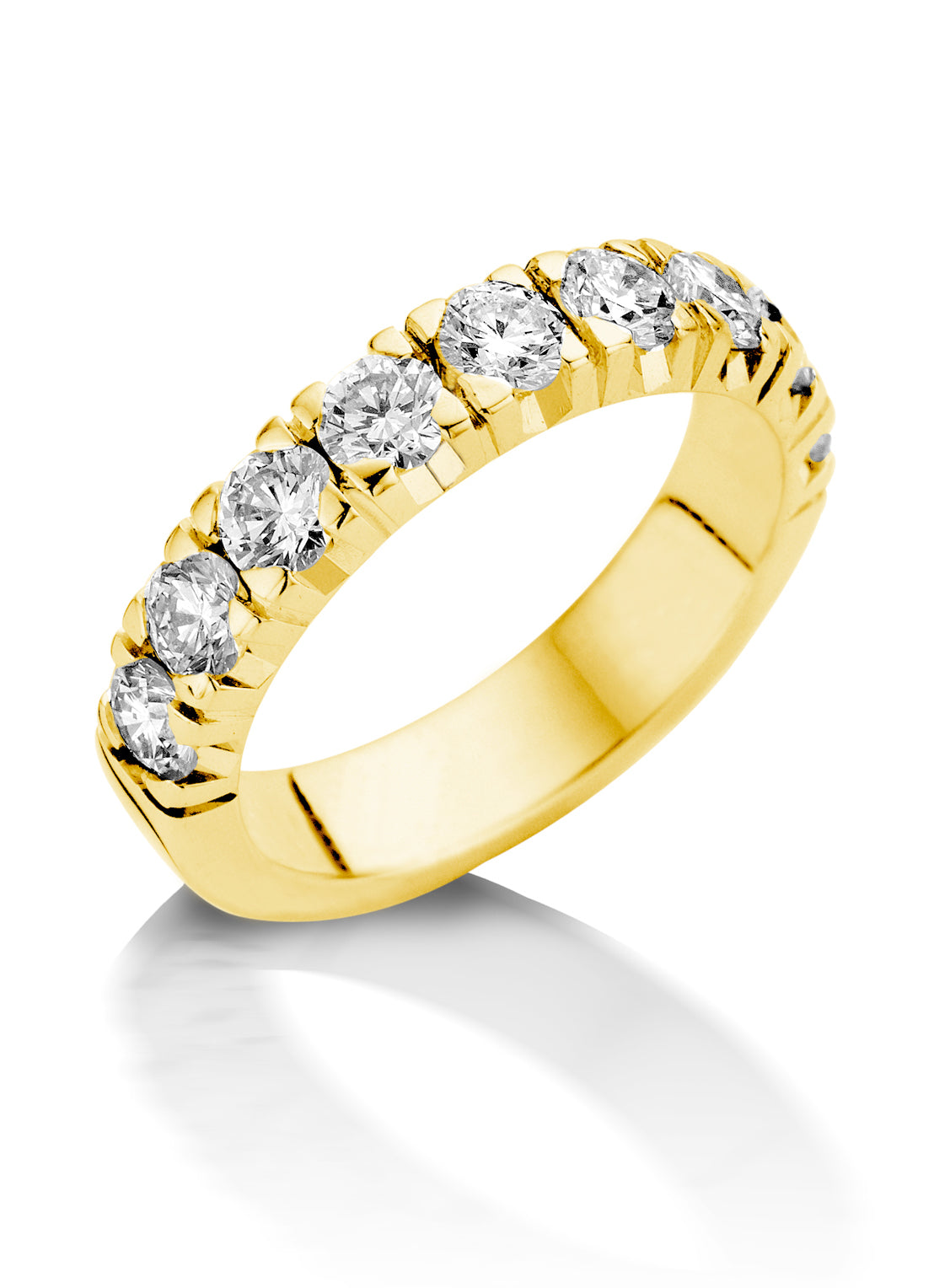 Yellow gold alliance ring, 1.44 ct diamond, Groeibriljant