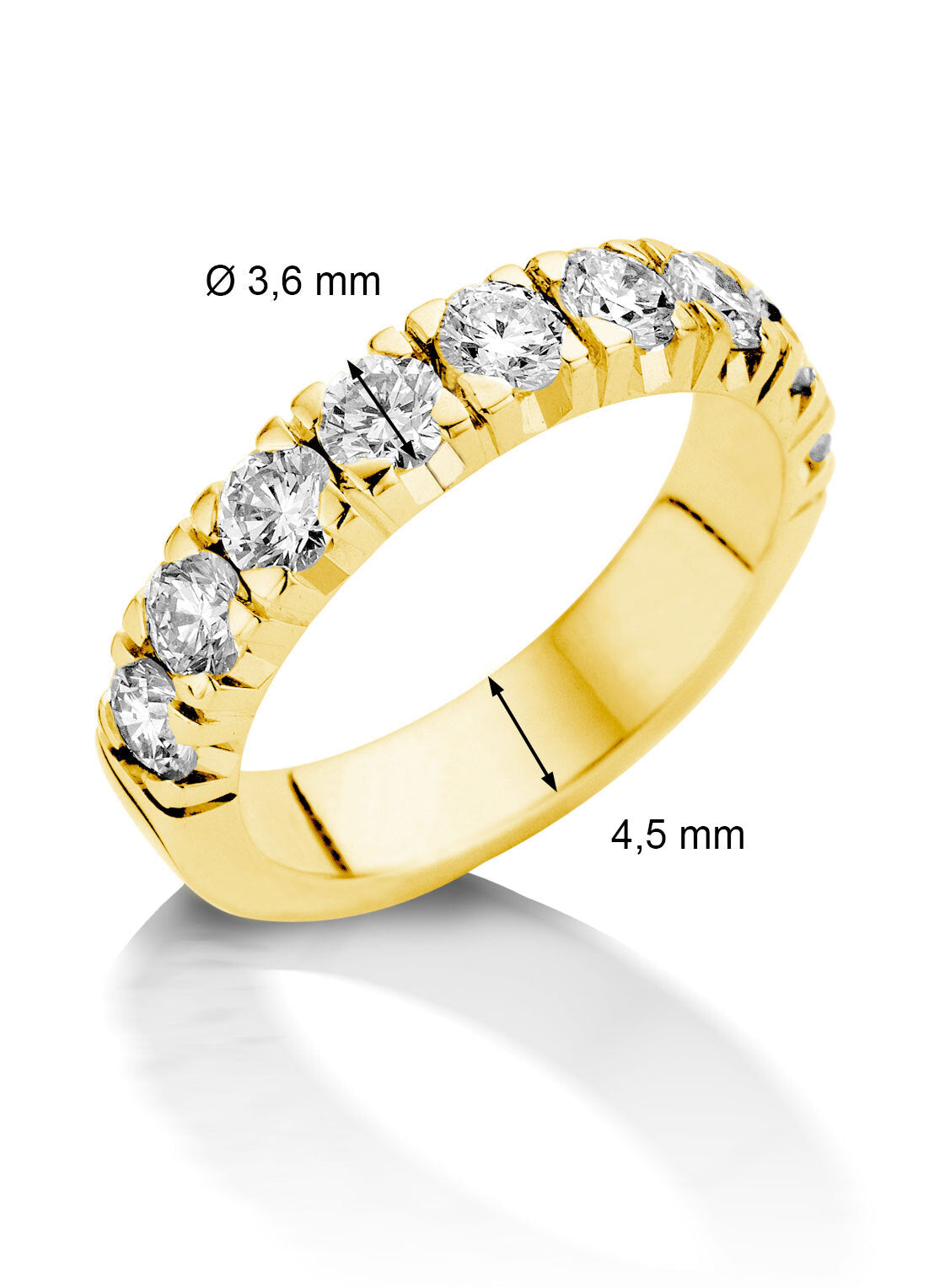 Yellow gold alliance ring, 1.44 ct diamond, Groeibriljant