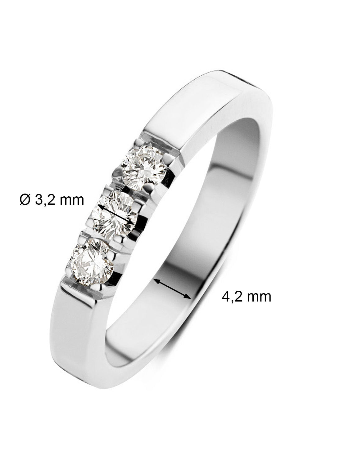 Witgouden alliance ring, 0.39 ct diamant, Groeibriljant