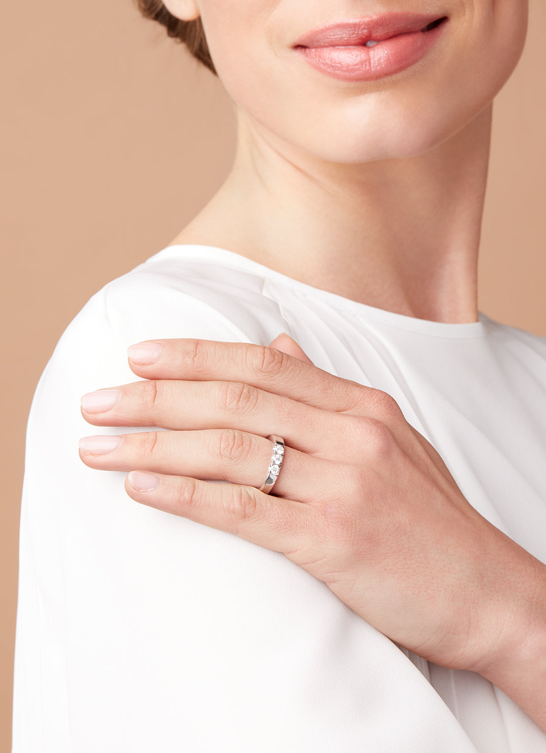 Witgouden alliance ring, 0.39 ct diamant, Groeibriljant