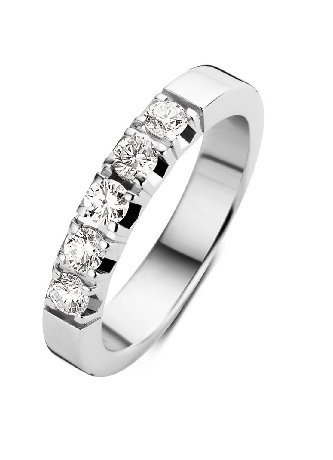 Witgouden alliance ring, 0.65 ct diamant, Groeibriljant