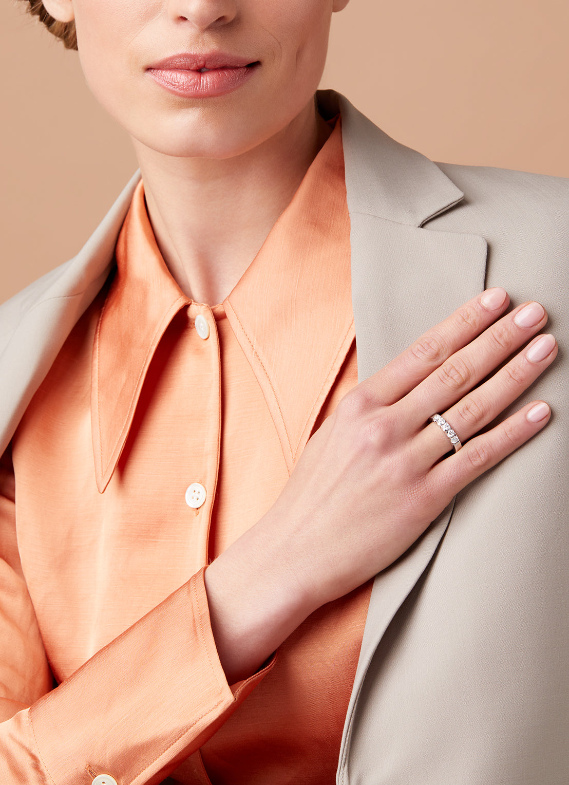 Witgouden alliance ring, 0.65 ct diamant, Groeibriljant