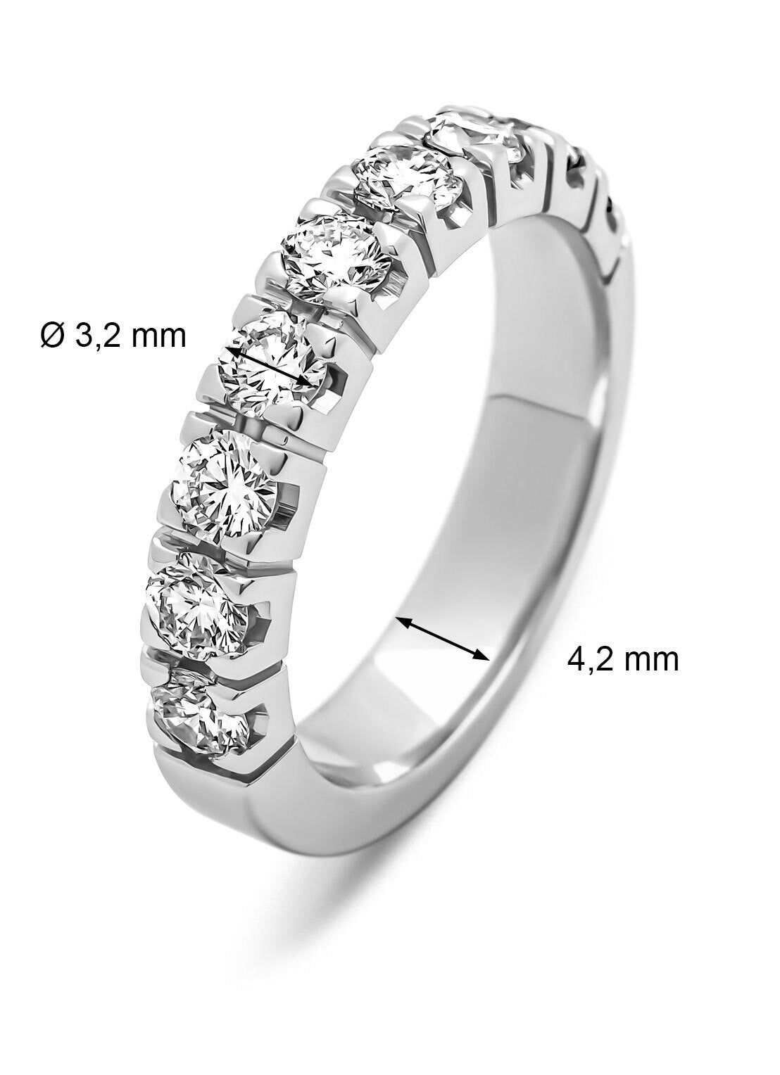 Witgouden alliance ring, 1.17 ct diamant, Groeibriljant