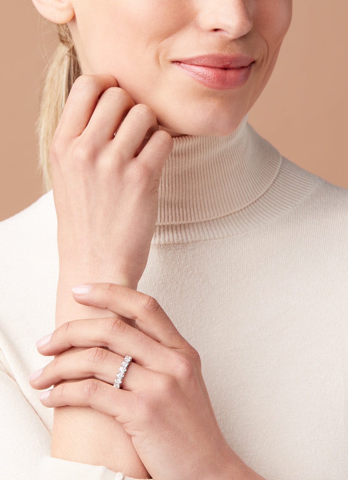 Witgouden alliance ring, 1.12 ct diamant, Groeibriljant