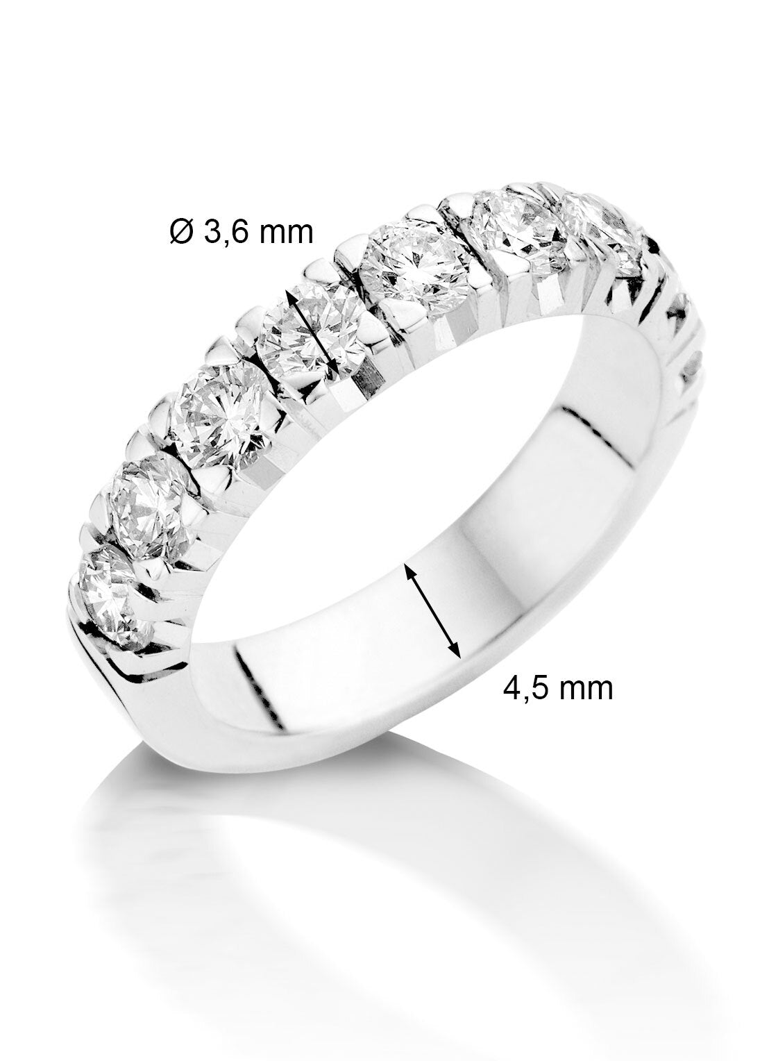 Witgouden alliance ring, 1.44 ct diamant, Groeibriljant