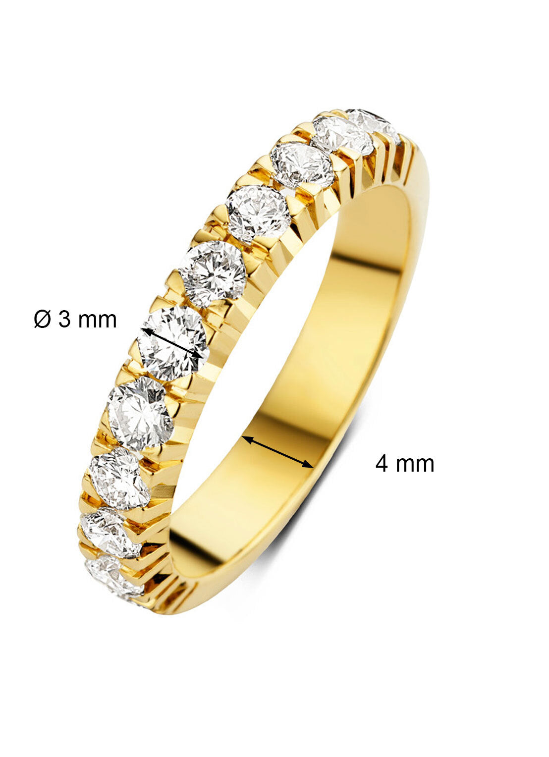 Geelgouden alliance ring, 1.10 ct diamant, Groeibriljant