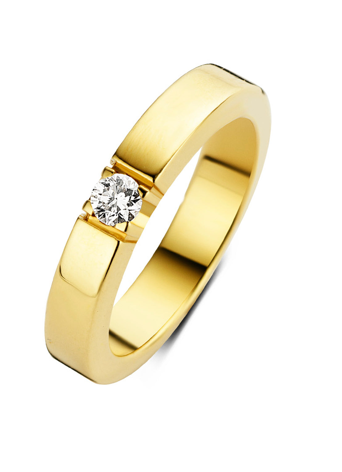 Geelgouden alliance ring, 0.16 ct diamant, Groeibriljant