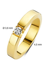 Yellow gold alliance ring, 0.16 ct diamond, Groeibriljant