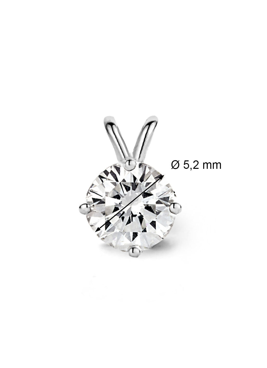 White gold pendant, 0.57 ct diamond, Groeibriljant
