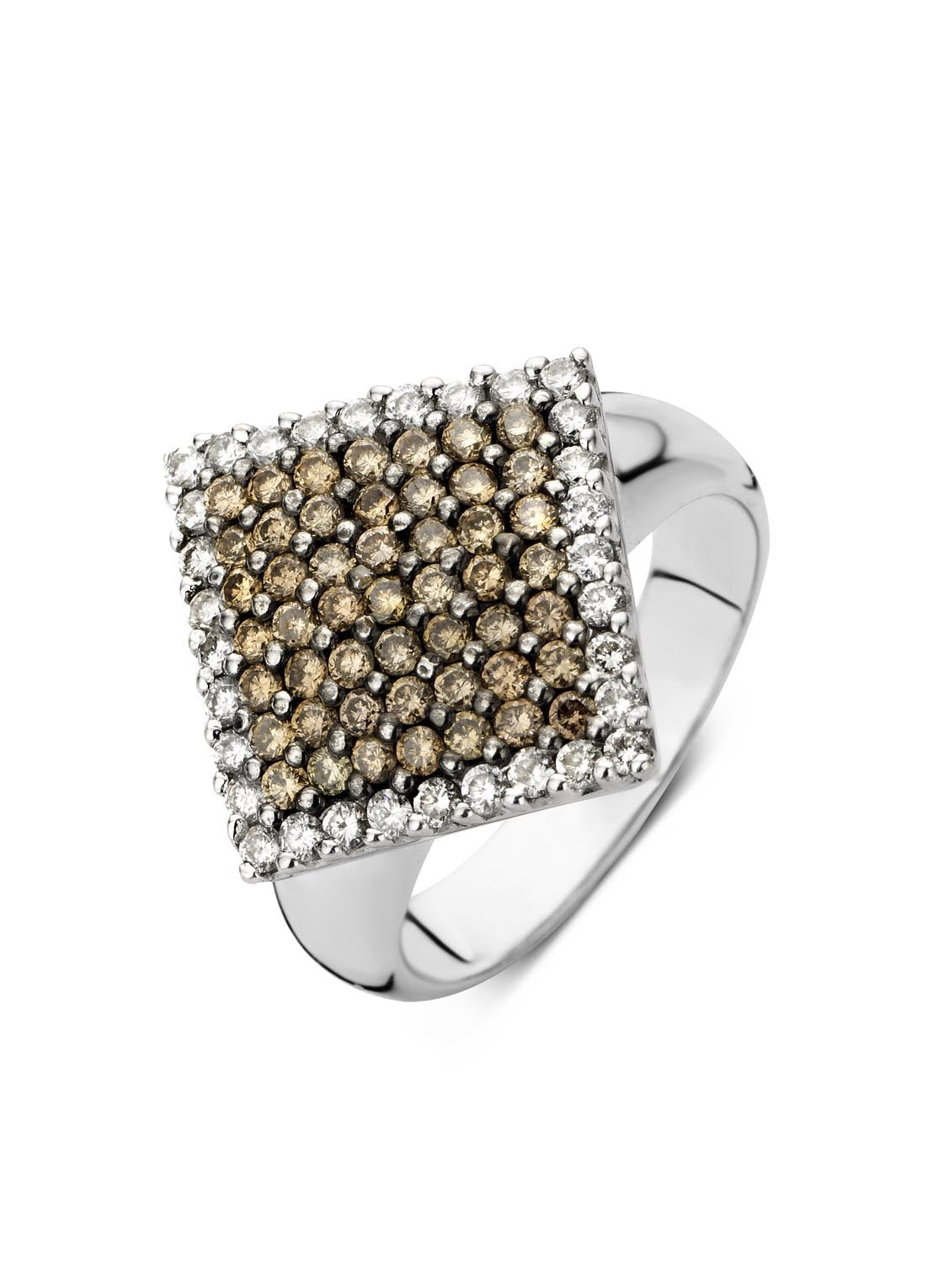 Witgouden ring, 1.14 ct diamant, Brown