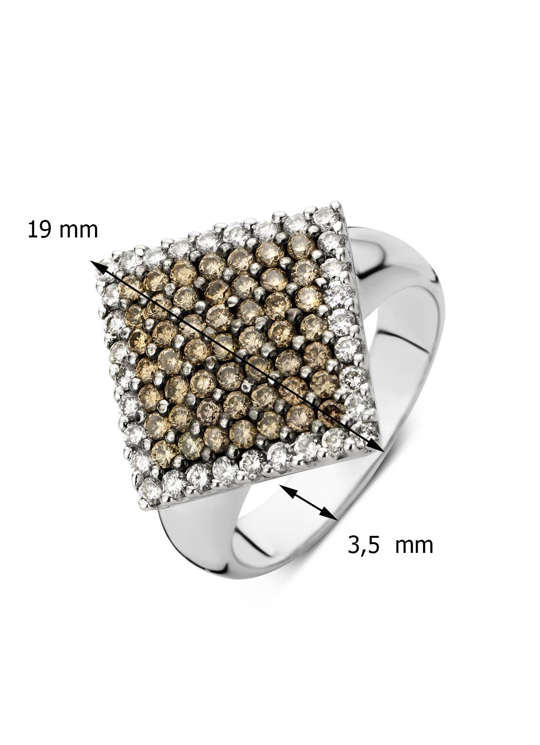 Witgouden ring, 1.14 ct diamant, Brown