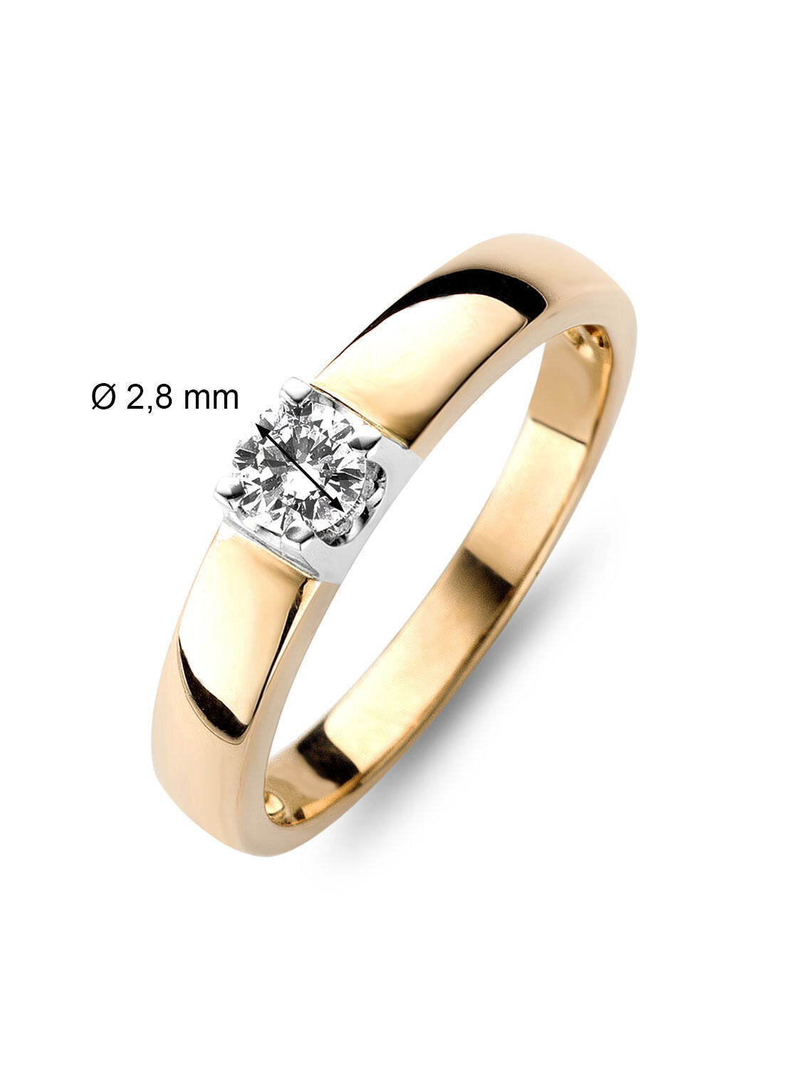 Roségouden solitairring, 0.08 ct diamant, Groeibriljant