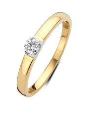 Golden solitary ring, 0.11 ct diamond, Groeibriljant
