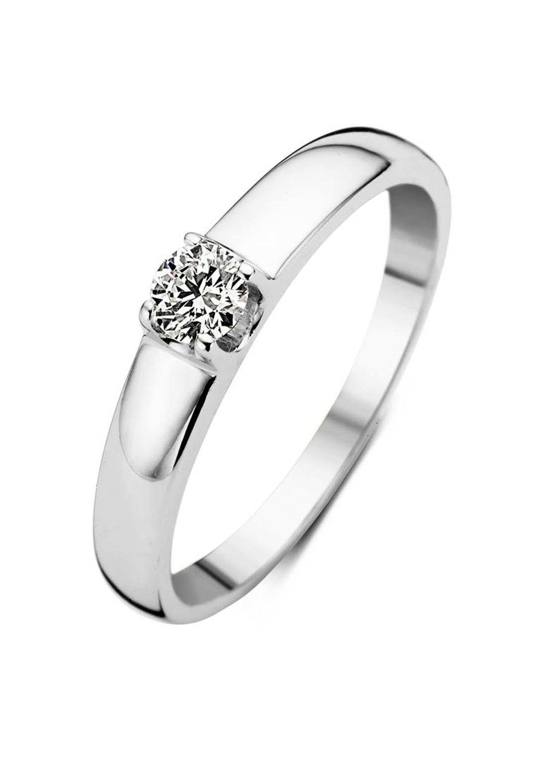 Witgouden solitairring, 0.23 ct diamant, Groeibriljant