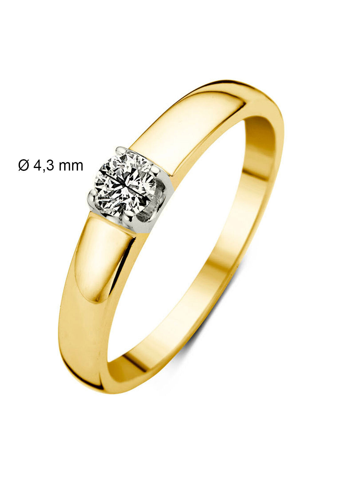 Yellow gold solitary ring, 0.30 ct diamond, Groeibriljant