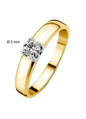 Yellow gold solitary ring, 0.45 ct diamond, Groeibriljant