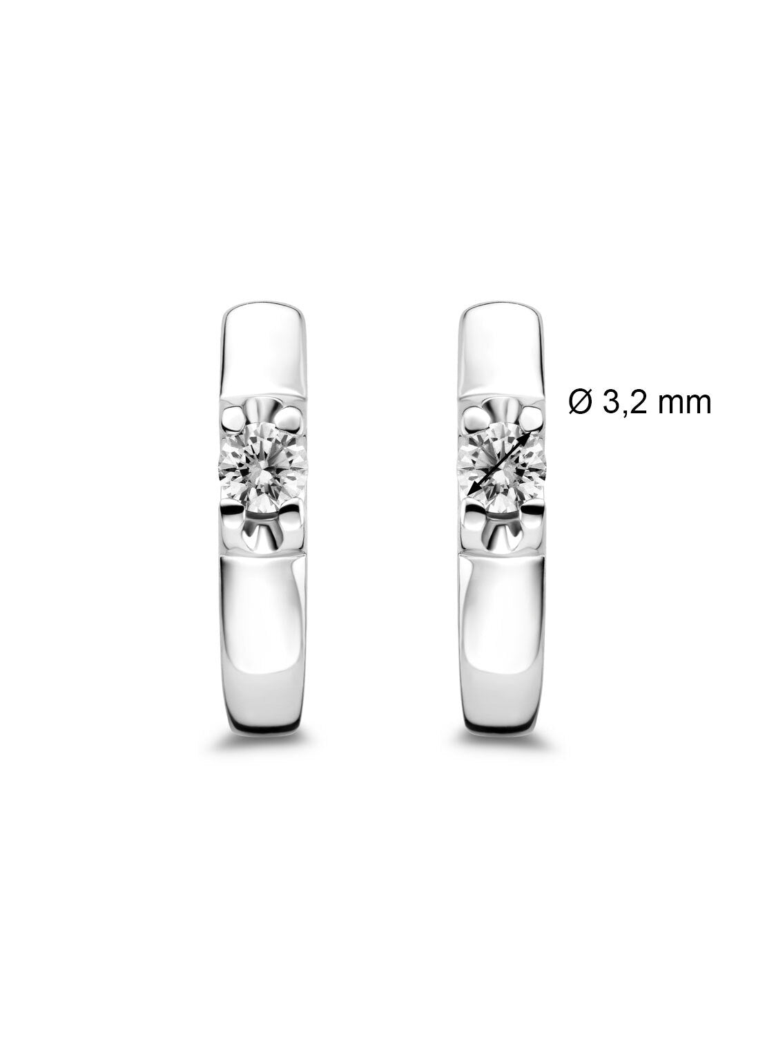 White gold solitary ear plugs, 0.26 ct diamond, Groeibriljant