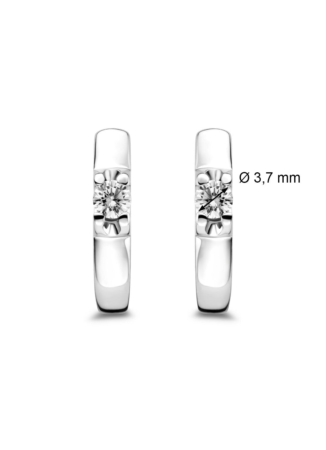 Witgouden solitair oorstekers, 0.36 ct diamant, Groeibriljant