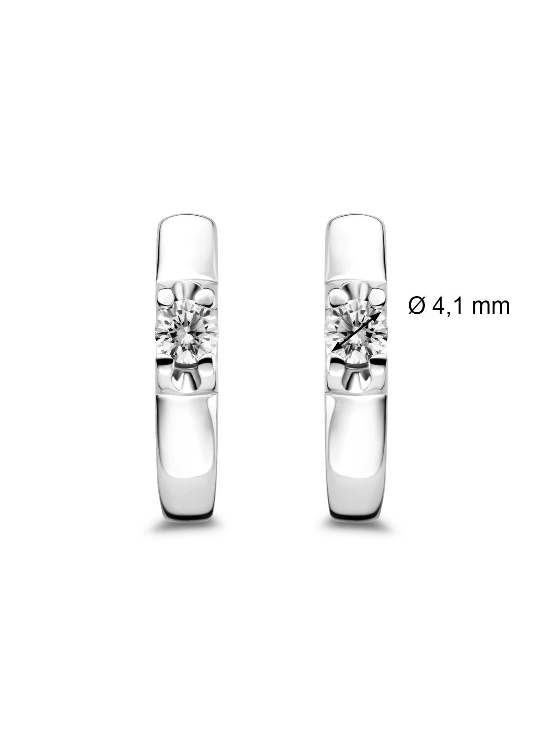 White gold solitary ear plugs, 0.52 ct diamond, Groeibriljant