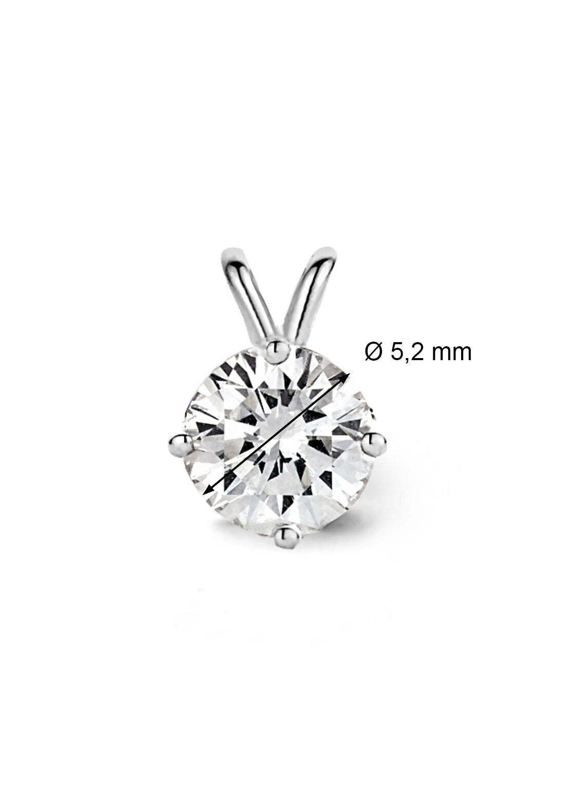 White gold pendant, 0.56 ct diamond, Groeibriljant