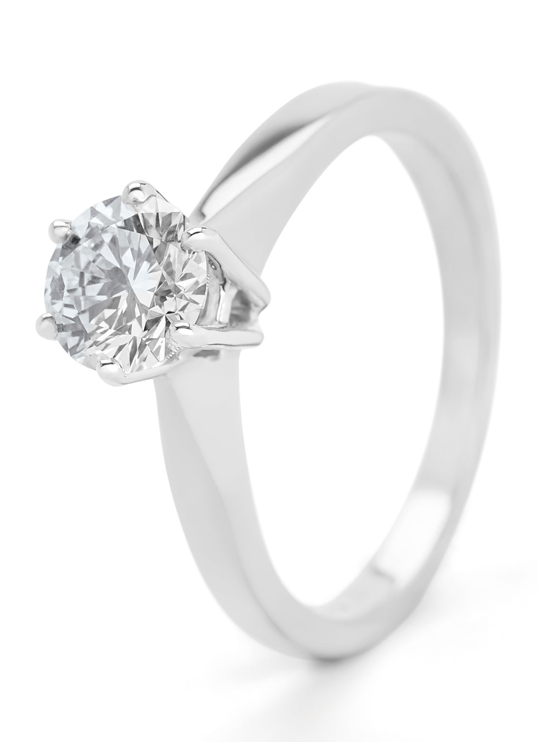 White gold solitaire ring, 1.00 ct diamond, Groeibriljant