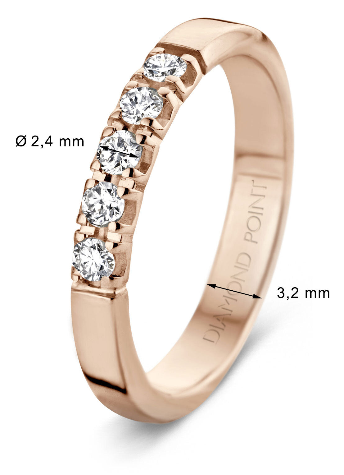 Roségouden alliance ring, 0.25 ct diamant, Groeibriljant