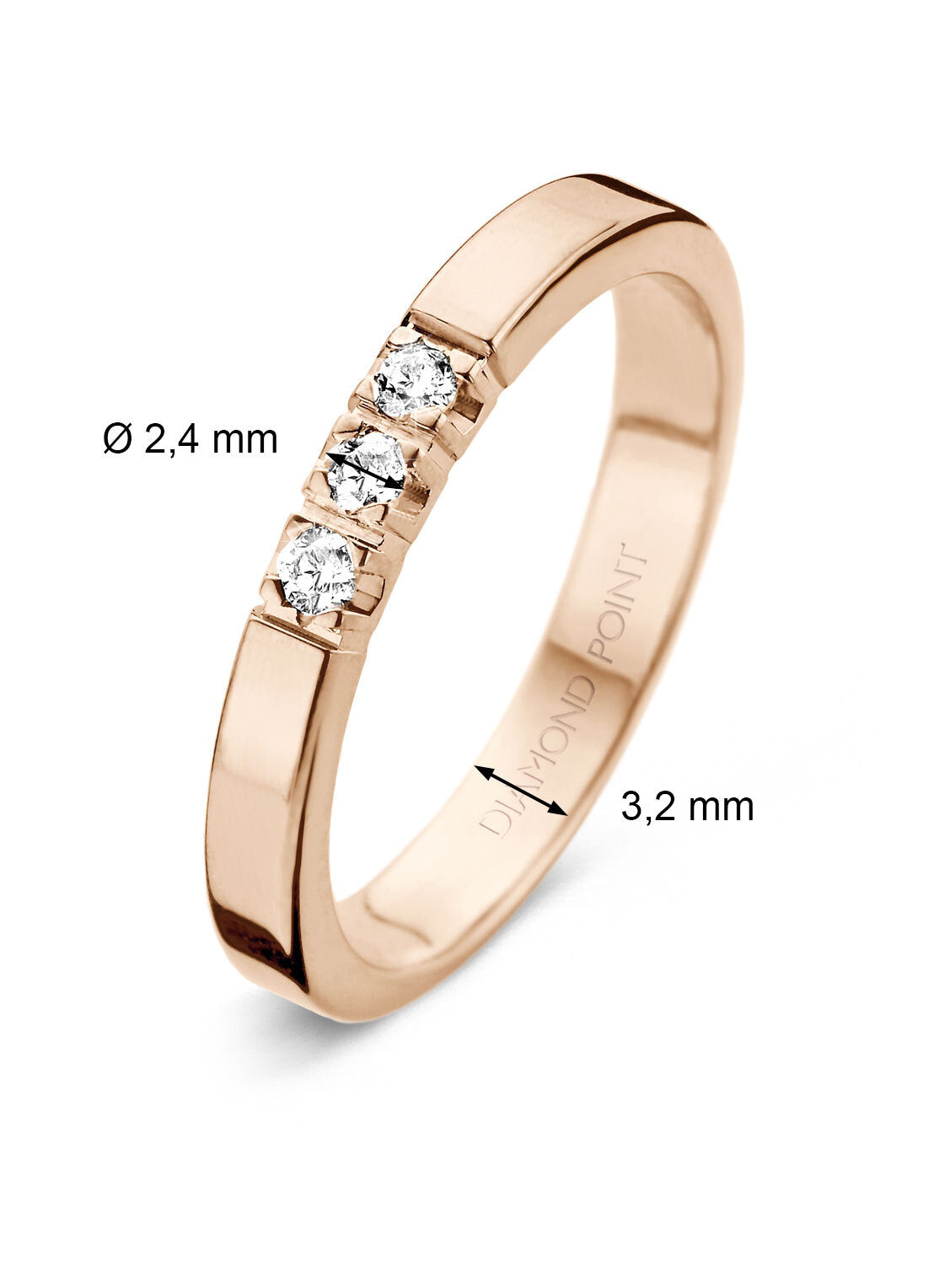 Roségouden alliance ring, 0.15 ct diamant, Groeibriljant