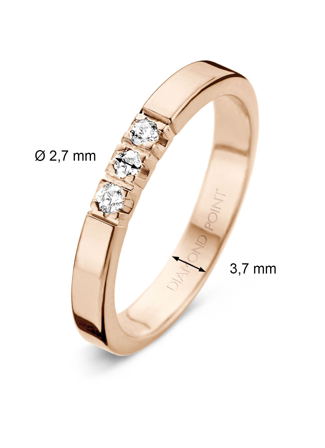 Roségouden alliance ring, 0.21 ct diamant, Groeibriljant
