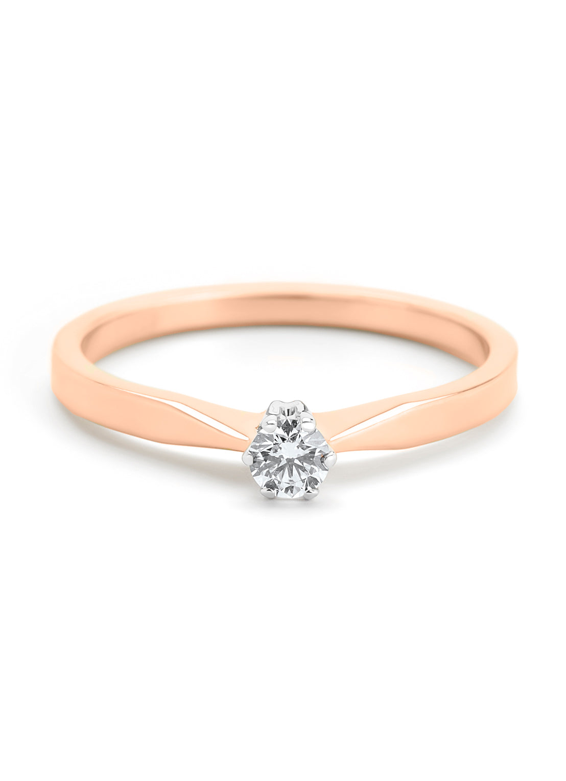 Roségouden solitair ring, 0.12 ct diamond, Groeibriljant