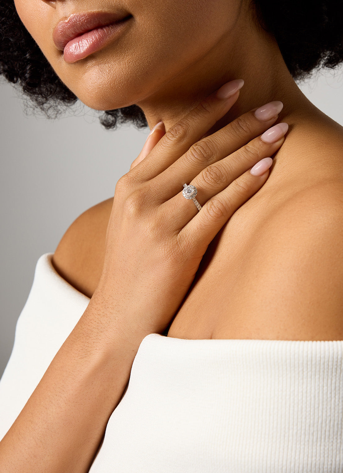 Witgouden ring, 0.97 ct diamant, Solitair