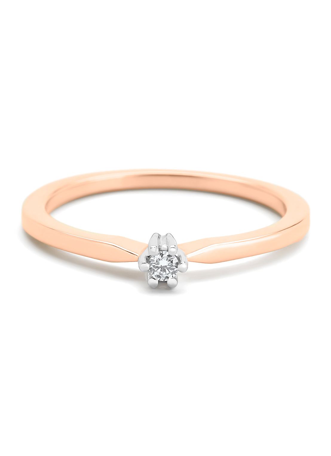 Roségouden solitairring, 0.04 ct diamant, Groeibriljant