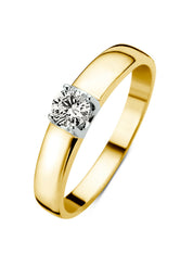 Yellow gold solitary ring, 0.34 ct diamond, Groeibriljant