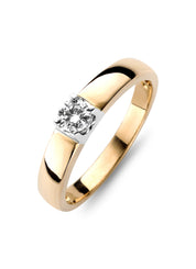 Golden solitary ring, 0.34 ct diamond, Groeibriljant