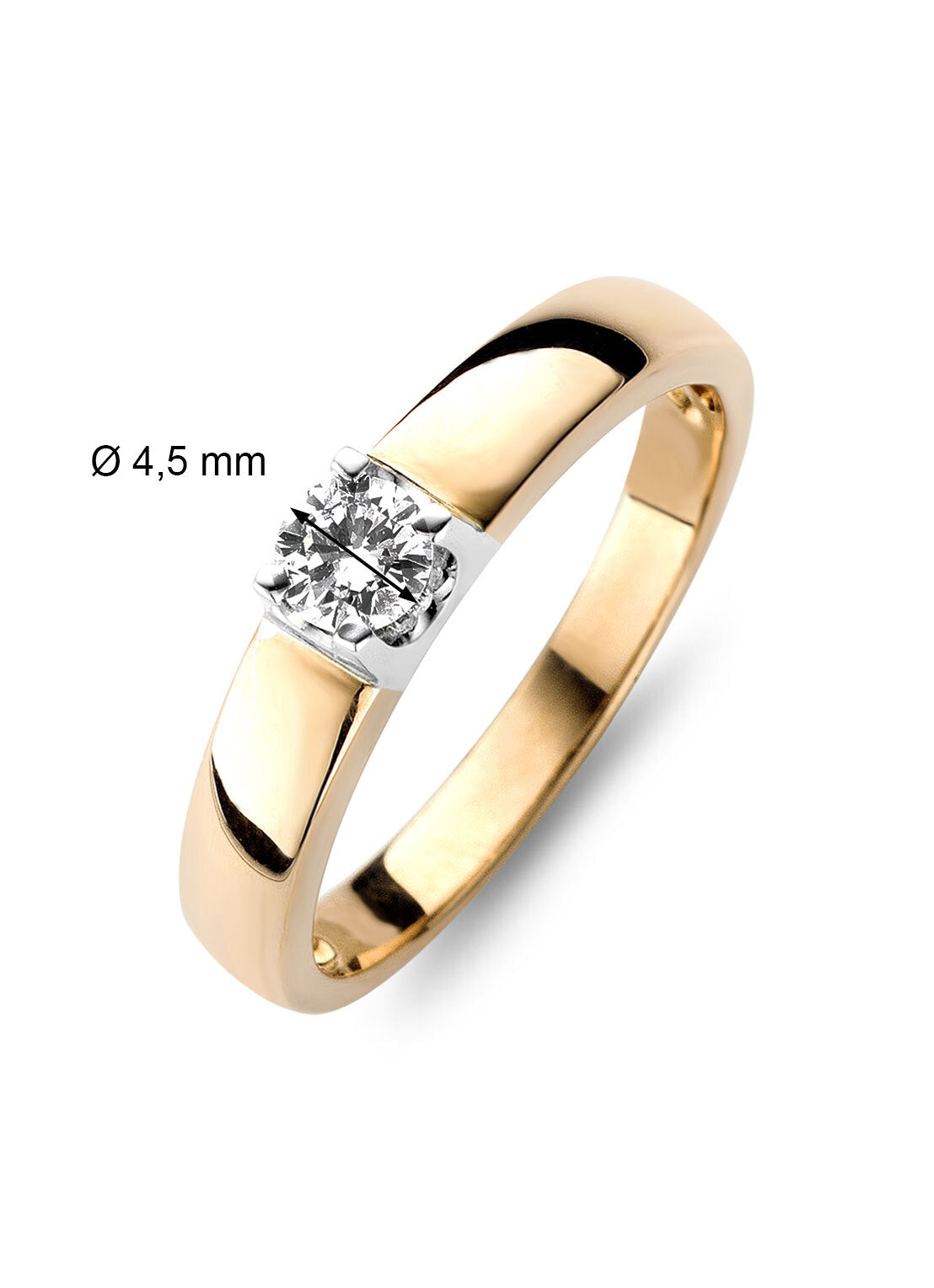 Golden solitary ring, 0.34 ct diamond, Groeibriljant