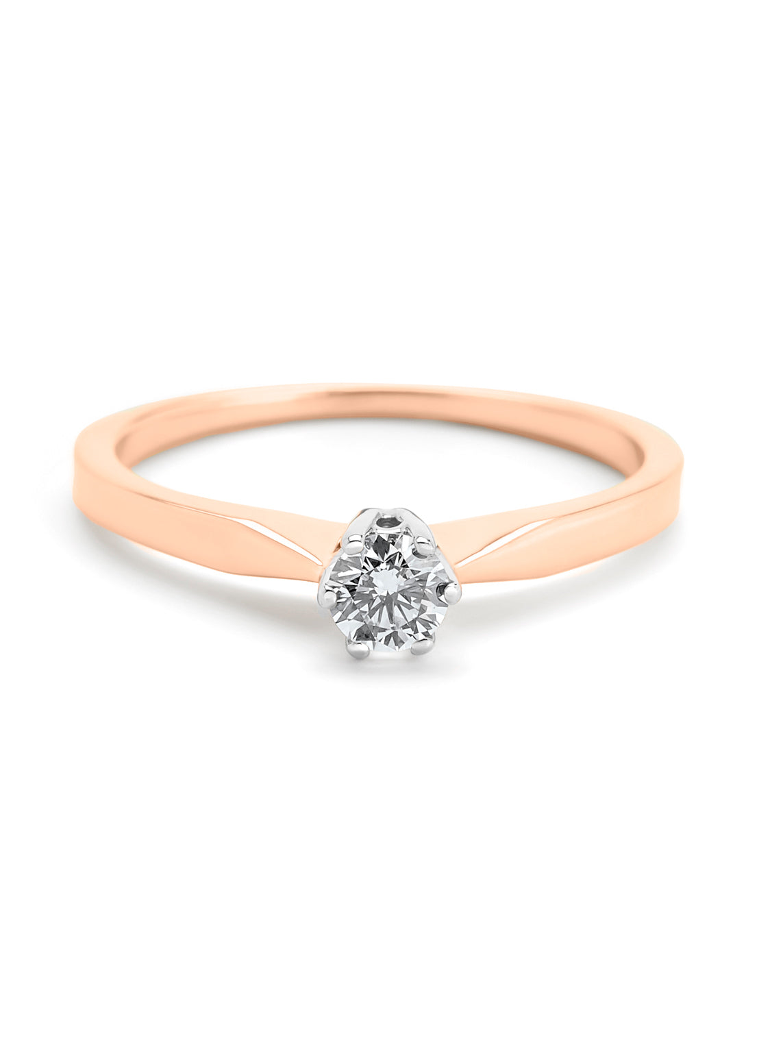Roségouden solitairring, 0.20 ct diamant, Groeibriljant