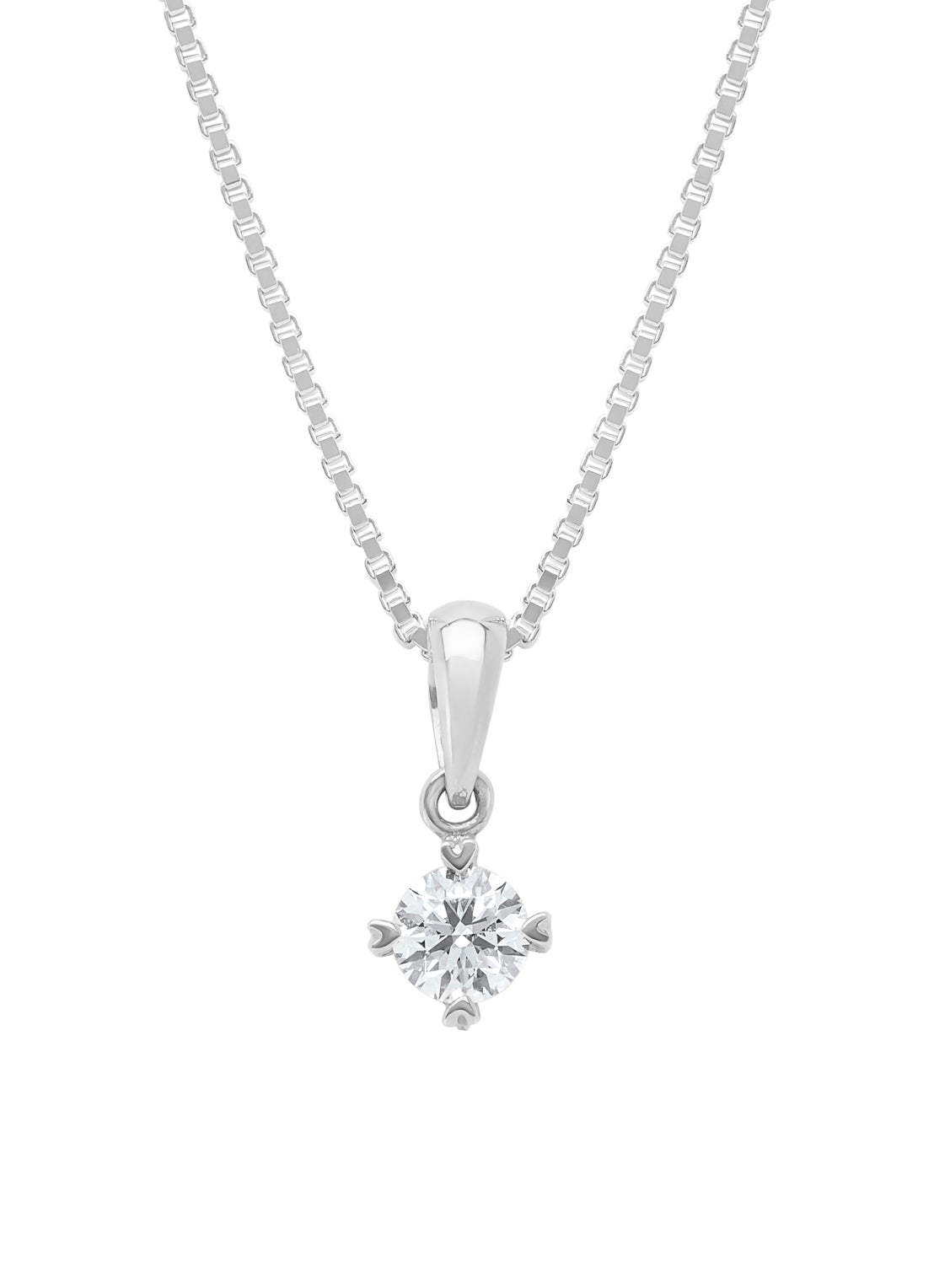 White gold pendant, 0.20 CT Diamant, Hearts & Arrows
