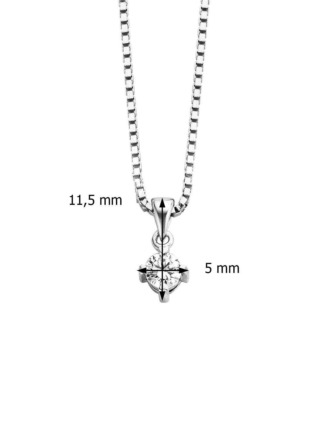 White gold pendant, 0.20 CT Diamant, Hearts & Arrows